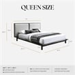 Omax Decor Nord Queen Size Wood Platform Bed in Black and Cream Beige Boucle
