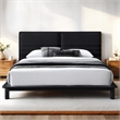 Omax Decor Nord Queen Size Wood Platform Bed in Black Frame and Black Boucle