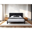 Omax Decor Nord Queen Size Wood Platform Bed in Black Frame and Black Boucle