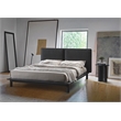 Omax Decor Nord Queen Size Wood Platform Bed in Black Frame and Black Boucle