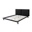 Omax Decor Nord Queen Size Wood Platform Bed in Black Frame and Black Boucle