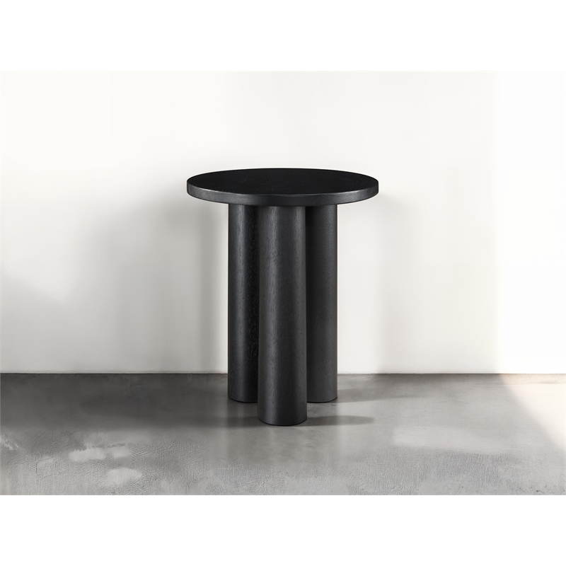 Omax Decor Nord Round Shape Modern Wood Side End table in Black