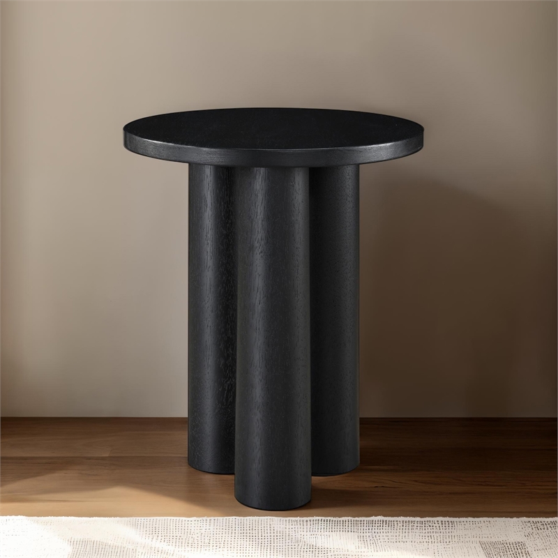 Omax Decor Nord Round Shape Modern Wood Side End table in Black