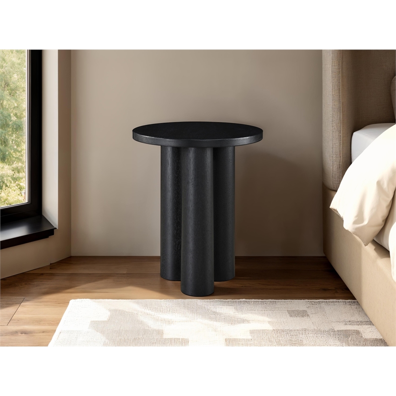 Omax Decor Nord Round Shape Modern Wood Side End table in Black