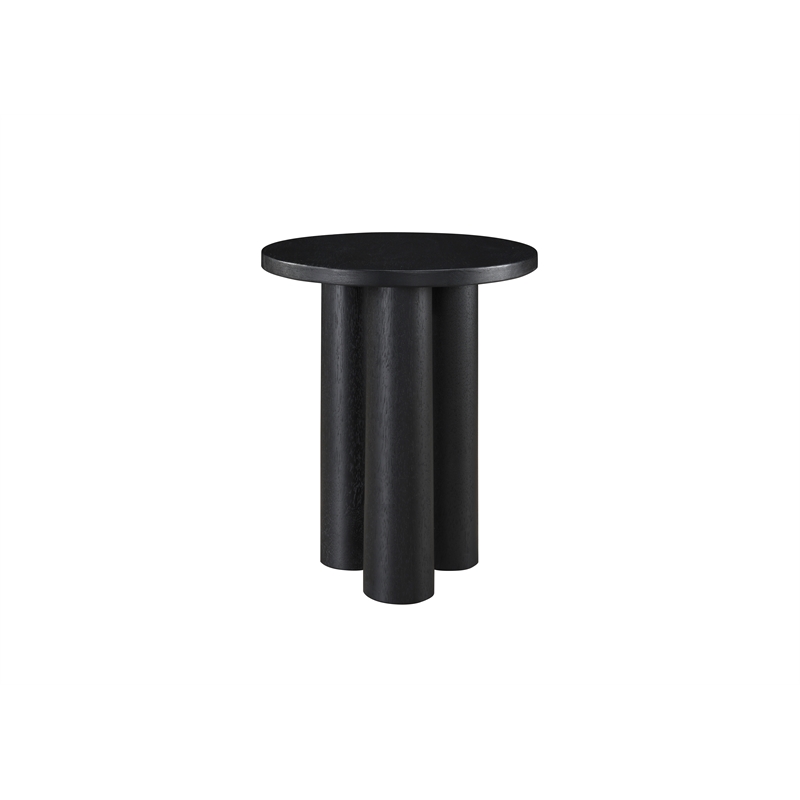 Omax Decor Nord Round Shape Modern Wood Side End table in Black