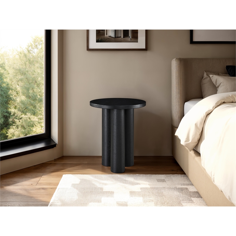 Omax Decor Nord Round Shape Modern Wood Side End table in Black