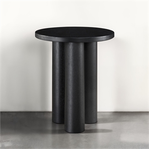 Omax Decor Nord Round Shape Modern Wood Side End table in Black