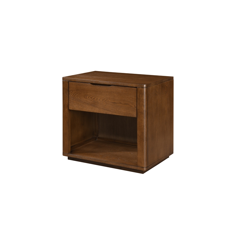Omax Decor Venice Modern Nightstand with Soft Close Drawer in Walnut Finish