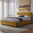 Omax Decor Jaxon Fabric Upholstered Platform Queen Bed in Gold