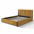 Omax Decor Jaxon Fabric Upholstered Platform Queen Bed in Gold