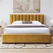 Omax Decor Jaxon Fabric Upholstered Platform Queen Bed in Gold