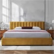 Omax Decor Jaxon Upholstered Platform King Bed in Gold Fabric