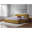 Omax Decor Jaxon Upholstered Platform King Bed in Gold Fabric