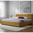 Omax Decor Jaxon Upholstered Platform King Bed in Gold Fabric