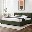 Omax Decor Venice Upholstered Platform King Bed in Moss Green Fabric