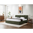 Omax Decor Venice Upholstered Platform King Bed in Moss Green Fabric