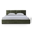 Omax Decor Venice Upholstered Platform King Bed in Moss Green Fabric