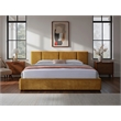 Omax Decor Venice Upholstered Platform King Bed in Gold Fabric