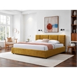 Omax Decor Venice Upholstered Platform King Bed in Gold Fabric