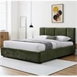 Omax Decor Venice Fabric Upholstered Platform Queen Bed in Moss Green