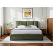 Omax Decor Venice Fabric Upholstered Platform Queen Bed in Moss Green
