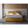 Omax Decor Venice Fabric Upholstered Platform Queen Bed in Gold