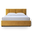 Omax Decor Venice Fabric Upholstered Platform Queen Bed in Gold