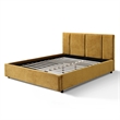 Omax Decor Venice Fabric Upholstered Platform Queen Bed in Gold