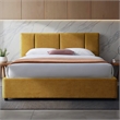 Omax Decor Venice Fabric Upholstered Platform Queen Bed in Gold