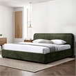 Omax Decor Chloe Upholstered Platform King Bed in Moss Green Fabric