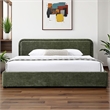 Omax Decor Chloe Upholstered Platform King Bed in Moss Green Fabric