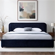 Omax Decor Chloe Upholstered Platform King Bed in Blue Fabric