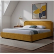 Omax Decor Chloe Upholstered Platform King Bed in Gold Fabric