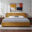Omax Decor Chloe Upholstered Platform King Bed in Gold Fabric