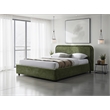 Omax Decor Chloe Fabric Upholstered Platform Queen Bed in Moss Green
