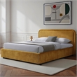 Omax Decor Chloe Fabric Upholstered Platform Queen Bed in Gold