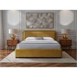 Omax Decor Chloe Fabric Upholstered Platform Queen Bed in Gold