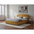 Omax Decor Chloe Fabric Upholstered Platform Queen Bed in Gold