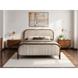 Omax Decor Daphne Wooden Queen size Platform Bed in Walnut and Beige