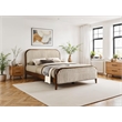 Omax Decor Daphne Wooden Queen size Platform Bed in Walnut and Beige