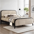 Omax Decor Daphne Wooden Queen size Platform Bed in Black and Beige