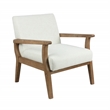 Archie Solid Wood and Fabric Upholstered Accent Armchair in Light Beige