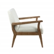 Archie Solid Wood and Fabric Upholstered Accent Armchair in Light Beige