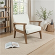 Archie Solid Wood and Fabric Upholstered Accent Armchair in Light Beige