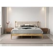 Omax Decor Ella Wooden King size Platform Bed in Natural and Beige