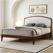 Omax Decor Grace Solid Wood Queen Platform Bed in Walnut and Cream White Boucle