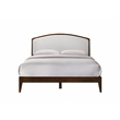 Omax Decor Grace Solid Wood Queen Platform Bed in Walnut and Cream White Boucle