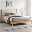Omax Decor Madeline Wooden Queen Platform Bed in Natural and Cream White Boucle