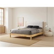 Omax Decor Vivian Wooden Queen Platform Bed in Natural and Cream White Boucle