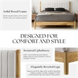 Omax Decor Vivian Wooden Queen Platform Bed in Natural and Cream White Boucle